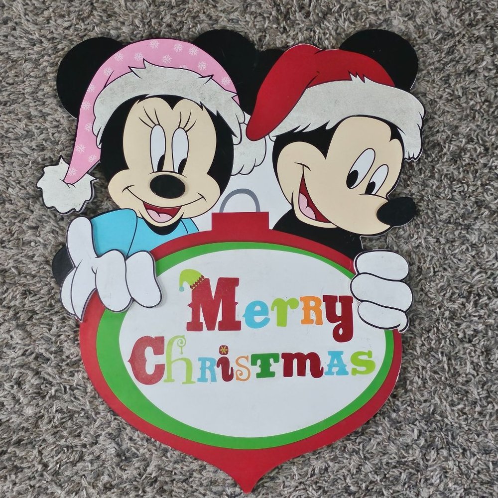 Vintage Disney Mickey Minnie Mouse Merry Christmas Yard Lawn Decor Missing Stake